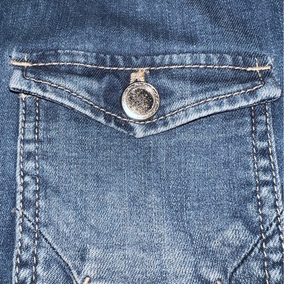 Chico’s Denim Jacket with fringe - Picture 3 of 7